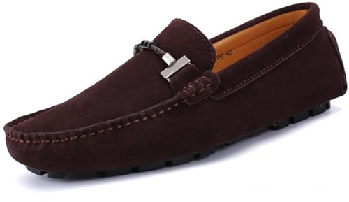 WUIWUIYU Men's Casual Slip-On Suede Penny Loafers Moccasin Driving Shoes Boat Shoes