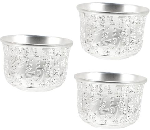 Alipis 3 Piezas Copa de Licor de Camping Taza de Bebida para Acampar Copa de adoración Vasos de Mugs Cup Copa pequeña de Licor Copa de Vino para Acampar Aleación de Zinc Silver