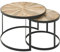 Design Couchtisch 2er Set Mango Massivholz Satztisch Rund | Wohnzimmertisch mit Metallbeine Braun | Tischset 2-teilig Satztisch Holz/Metall Schwarz