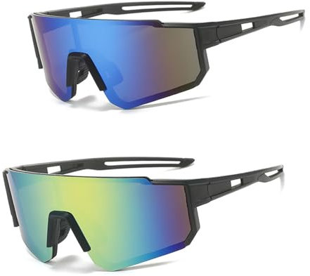 YCICHE 2 Stück Sport Sonnenbrille, Herren Damen Fahrradbrille, Fahrradbrille Winddicht, Schnelle Brille Rave, Ultraleichte Mode Sunglasses, Schnelle Brille, für Outdooraktivitäten UV400 Schutz