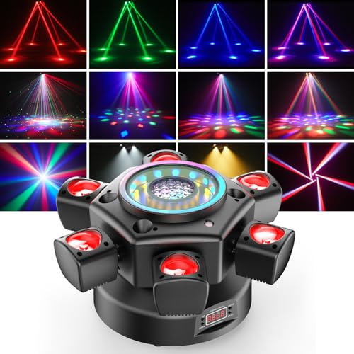 150W Beam Cabeza Móvil Luz de Escenario, RGBW LED Efecto Discoteca Bola Mágica con Control Remoto Moving Head Foco Luces de Fiesta DMX512 Estroboscópico para Halloween KTV DJ Boda
