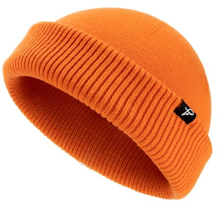 Comhats XL/XXL Fisherman Beanie Trawler Beanie Herren Damen Wintermuetze Strickmuetze Winter Orange XL/XXL