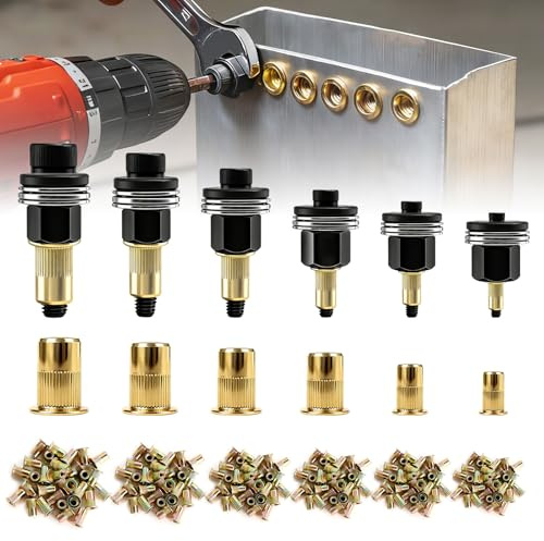 186 Pièces Écrous à Tête de Rivet à Main Outil Manuel à Sertir les Écrous Insert Fileté Ensemble M3 M4 M5 M6 M8 M10