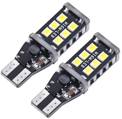 2 Pcs T15 W16W 921 912 955 LED Bulbs, Backup Light Bulb Xenon White 15 SMD LED Reverse Lights, 12V Super Bright Halogen Upgrade for Car Van Reversing, Error-Free Installation, No Resistor Needed