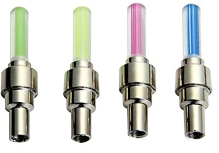 Monetais 4 Pezzi di Luce Flash per Ruota di Bicicletta LED Flash per Tappo valvola Ruota per Pneumatici Luce per Auto Bici