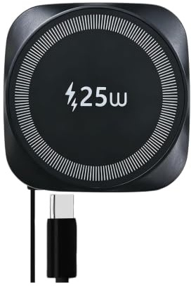 25 W magnetisk trådlös laddare med infällbar usb-c-kabel, Qi2.2 snabbladdning för iPhone 17/16/15/14/13/12, Airpods Pro etc, bärbar induktionsladdare för Samsung Galaxy Pixel, svart