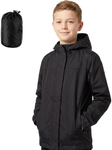 Pleyihe Kids Waterproof Jacket Boys Girls Lightweight Packable Rain Jacket Sun Protection Outdoor Raincoat for Hiking School Cycling Running