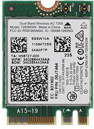 7265 AC Tarjeta de Red para M2 NGFF, 802.11 A/B/G/N/AC 2.4G /5G Doble Banda Mini Tarjeta WiFi, Bluetooth 4.0 para ThinkPad L450, L550, T450 T450S T550, T550s, etc