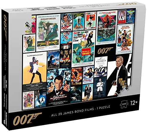 Winning Moves James Bond Movie poster 1000 Piece Jigsaw Puzzle Game, featuring 25 classic movie posters includes You Only Live Twice and Licence to Kill, gift for ages 12 plus