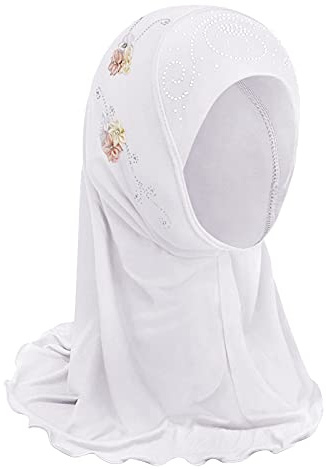 TINAYAUE Muslim Headscarf Hijab Islamic Full Cover Turban Head One-Piece Floral Arab Scarf Amira Hijab Head Wear Long Scarf for Children Girl 2-6 Years Old