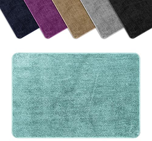 Vinsani Bath Mat Non Slip Bathroom Mat Thickened Fluffy Microfiber Machine Washable Shower Rug Ultra Soft Water Absorbent For Home Bathroom Kitchen – Light Blue (60 x 90cm)