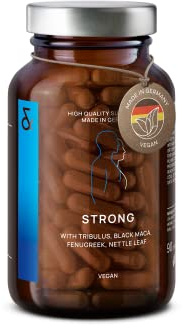 Strong - Black Maca Complex with Tribulus Terrestris, Cordyceps Sinensis, L-Arginine, Black Garlic, Fenugreek Seed, Ginseng, Zinc & Selenium - Supplement for Men - 90 Capsules