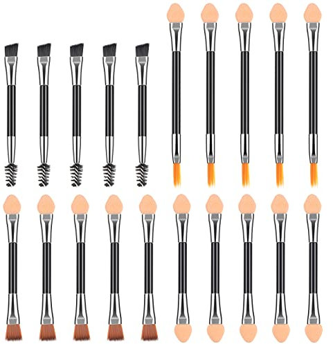 Lidschatten Pinselset, 20 Stück Schwammpinsel, Einweg Profi Lidschatten Applikator, Augenbrauenbürste, Wimpernbürste, Lippenpinsel, Präzises Auftragen und Verblenden