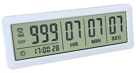 FCXJTU Digitale Countdown-Tage-Timer-Uhr – weiße verbesserte große 999 Tage Countdown-Uhr mit Halterung, starke magnetische Rückseite für Ruhestand, Hochzeit, Urlaub, Geburtstag, Feiertage (999 Tag)