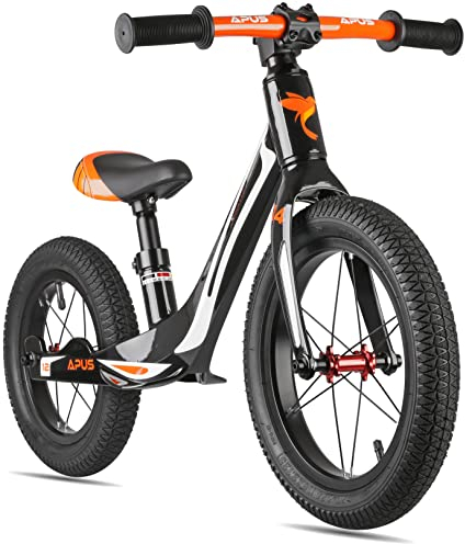 PROMETHEUS BICYCLES Laufrad ab 2 Jahre 3 Jungen und Mädchen | Premium Kinderlaufrad 14/12 Zoll Ultraleicht Magnesiumrahmen mit Fußstütze | Lenkeinschlagsbegrenzer | Modell APUS