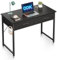 ODK Schreibtisch mit 2 Schubladen, Klein Schreibtisch mit Kopfhörer Halter, Bürotisch PC Tisch Officetisch für Büro, Wohnzimmer, Home Office (Schwarz, 100x40x78.7cm)