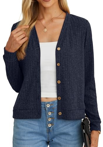 GRECERELLE Cardigan à manches longues avec devant ouvert pour femme en bordeaux avec boutonnage et drapé, Large