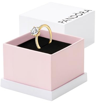 PANDORA Clear Sparkling Crown Solitaire Ring Shine 14k Gold-Plated Ring for Women with Cubic Zirconia - Gift for Her - With Gift Box - Size 6