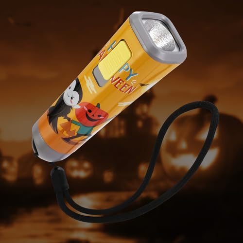 EverBrite Halloween Torch, Small Flashlight with Clip (Orange) | Pocket LED Torch, Ideal Halloween Gifts, Compact, Travel-Friendly, Batteries Included, Warm Yellow Glow, Reading & Camping