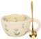 Keramik Teetasse, Geschenke für Frauen, Kawaii Kaffeetasse Handgemachte Kreative Blume becher mit Löffel, Ästhetische Tassen für Milch 250ml Cappuccinotassen Weihnachten Geschenk (Violett)