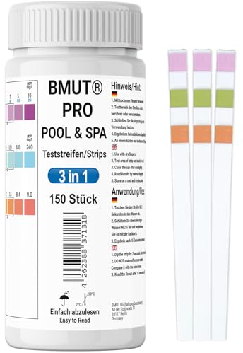 150 strisce reattive per piscine, 3 in 1, Whirlpool & Spa, tester d'acqua preciso, per cloro, bromo, alcalinità totale, pH