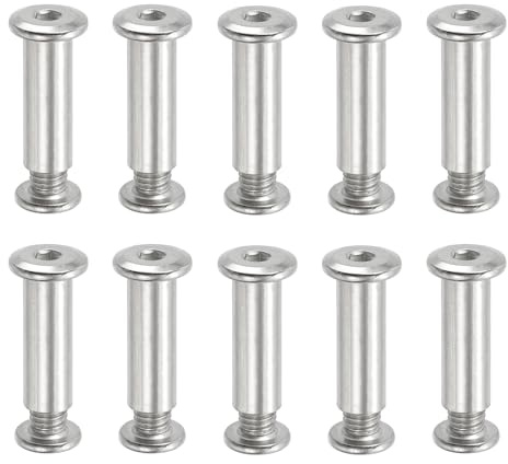 PATIKIL Hex Chicago Screws, 10 Set Binding Screw Posts M8 x 30 mm Connecting Hex Drive Socket Cap Bolt Nuts for Scrapbook Leather Belt Album Photo Furniture Repair, Silver