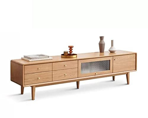 Estante Para Tv Mueble de TV con 5 cajones de almacenamiento y 1 cajón oculto de vidrio Consola de centro de entretenimiento multimedia moderno Mueble de TV Soporte de TV para sala de estar(M-180cm)
