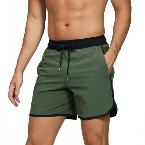 TMEOG Herr Badbyxor Badshorts Pool Surfing Snabbtorkande Boxershorts Hav Strand Baddräkt Vintage Badshorts med Fickor och Dragsko