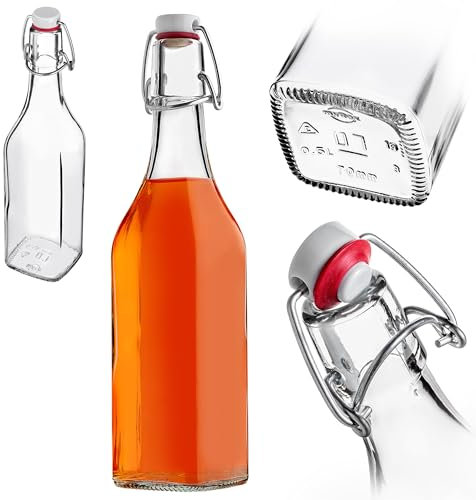 KADAX Botella de cristal de 500 ml, hermética y reutilizable, ideal para ponche de huevo, zumo y jarabe