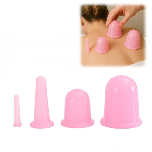 GGUFAY Coppetta Anticellulite in Silicone, 4 Pcs Massaggiatore Anticellulite, Coppette Massaggio Cupping Anti Cellulite, può essere utilizzata per glutei, collo, ventose anticellulite