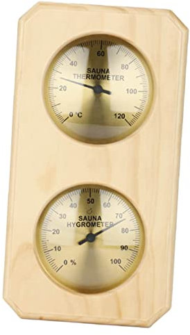 ibasenice Termómetro Higrómetro de Madera para Sauna y Vapor, Lectura Rápida y Alta Precisión, Rango 0-120℃ y 0-100% Humedad, Montaje en Pared