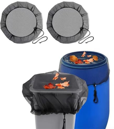 Rete parapioggia a rete per acqua piovana, 2 pezzi, copertura in rete per barili di pioggia, copertura di protezione regolabile, per casa, esterno, giardino, secchio per la pioggia (100 cm)