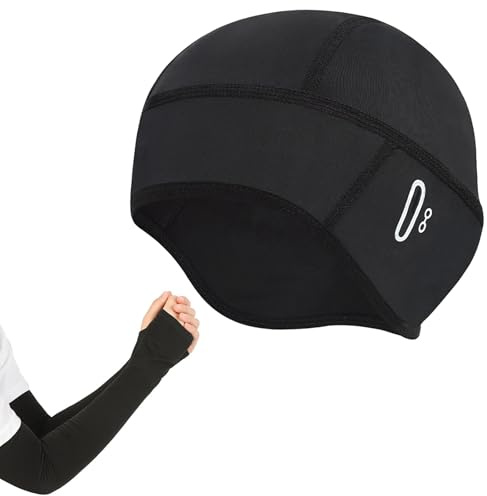 FOSDICK Sottocasco Bici Estivo sotto Casco Moto Uomo Donna Traspirante Anti-Sole Cuffia Sottocasco Moto Estivo Cappellino Ciclismo Berretto Sportivo in Nero,Taglia Unica