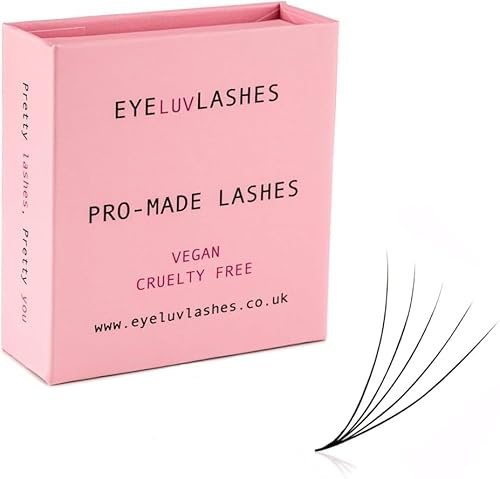5D Promade Lash Fans DD Curl 10mm Length 500 Individual Loose Fans premade Lash Fans 0.07 Pro made Lashes Individual Fans Eyelash Extensions Eyeluvlashes (DD Curl 10mm Length)
