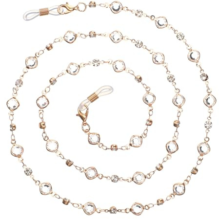 Aeaocvo Crystal Beaded Eyeglasses Chain, Eye Glass Chains Women, Eye Glasses Holders Around Neck, Sunglass Holder Strap for Women and Girls