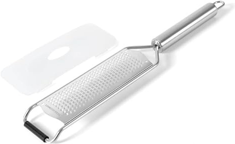 Rallador fino de acero inoxidable con cubierta protectora, rallador de cocina de mango largo para queso, jengibre y cítricos