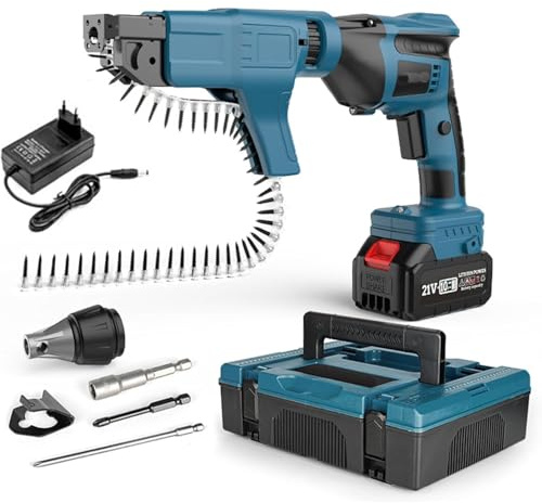 QINGHEDZSW Avvitatore a Batteria per cartongesso, Avvitatore con Alimentazione Automatica, con Cassetta degli Attrezzi Inclusa, Avvitatore Elettrico a Catena per Il Fai da Te e l'uso Professionale