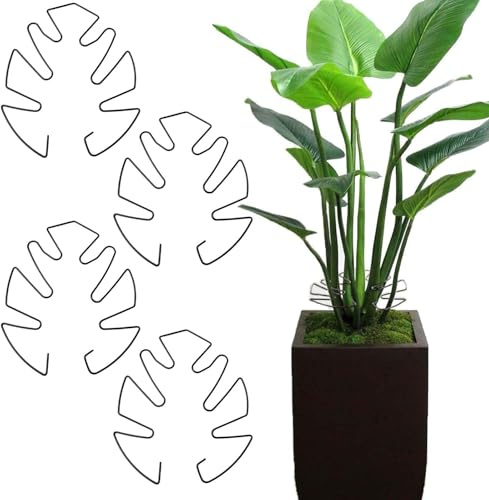 Xiciki 4 soportes pequeños para plantas Monstera, soporte para plantas, soporte para plantas, soporte para plantas monsteras, plantas de interior, hortensias y plantas trepadoras (14 x 16 cm)