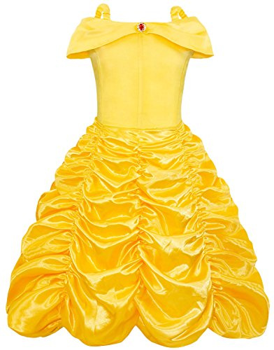 AmzBarley Princess Costumes Dress up for Girls Costume Fancy Dress Kids Cosplay Party Halloween World Book Day Dressing up Clothes Yellow Age 3-4 Years 110