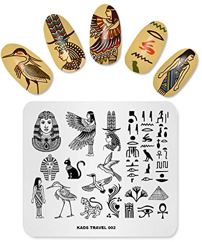KADS Placas de estampación de viajes, plantilla de manicura para arte de uñas, herramientas de diseño de uñas (Egipto, TR002)