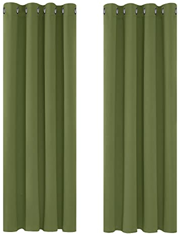 Deconovo Vorhang Blickdicht mit Kälteschutz Gardinen Kinderzimmer Verdunkelungsvorhang Kälteschutz, 220x140 cm(HöhexBreite), Apfelgrün, 2er Set