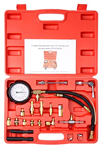 Motoröldruckprüfer: 0-140 PSI 14 Adapter Auto Getriebe Kompressionsmessgerät Kit Automotive Werkzeug Set Zylinder Dianostic Tester mit Koffer