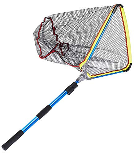 VOSAREA Fischernetz Poolkescher Dreieck Pool Net Faltbare Pool Skimmer Blattnetz Robuster Rahmen mit Unterfangkescher für Swimming Pool Spas Teiche Springbrunnen Blau