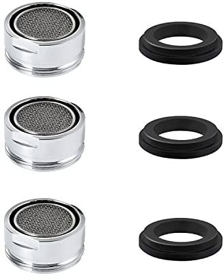 ZENVALY Strahlregler M24, Sieb Einsatz, Edelstahl Aufsatz, Wasserhahn Ersatzteile Mit Dichtung, Luftsprudler Filter für Küche, Außengewinde, 24mm, 3 Stück