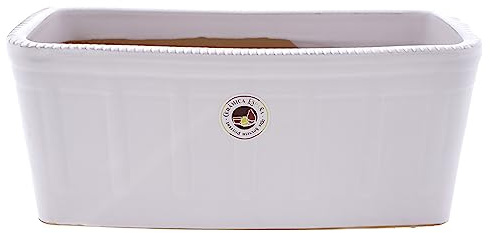 CERÁMICA ESPAÑA | Jardinera Balcón Exterior Rectangular | Decorado Liso Blanco - Modelo J02 | 30x13x13 cm