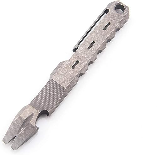 Titan EDC Stemmeisen Mini Pocket Brecheisen Brechstange EDC Werkzeug Flaschenöffner EDC Gear für Männer mit Taschenclip (Grau)