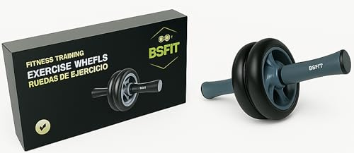 BSFIT rodillo abdominales/rueda fitness abdominales, rueda abdominal y Ejercicios de Fuerza, Perfecto para Gym y Deporte, abdominales en casa aparato