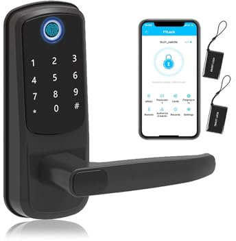 XENOCAM Intelligentes Türschloss mit Griff: Schlüsselloses Türschloss für Haustür, Fingerabdruck-Smart-Schloss, digitales Türschloss mit Tastatur, biometrisches Türschloss, intelligentes Schloss für
