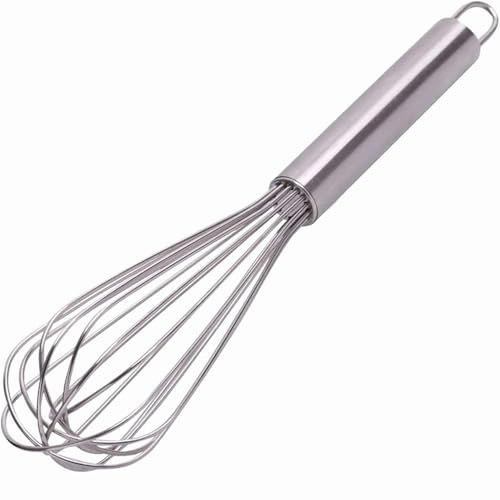 CHEFZOCO Batidor manual, Varillas de batir, Batidor de alambre, Mezclador manual, Batidor de cocina, Batidor de huevos, Apto para Mezclar, Revolver la Masa, Huevos, Longitud 30 cm, Acero inoxidable