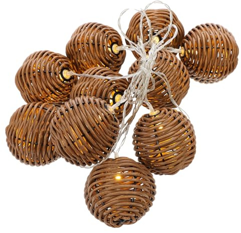 MAGICLULU LED Lichterkette aus Simuliertem Rattan mit 10,8w Braun Kreative Dekorative Beleuchtung für Raumdekoration und Party Batteriebetrieben Langlebig und Charmant